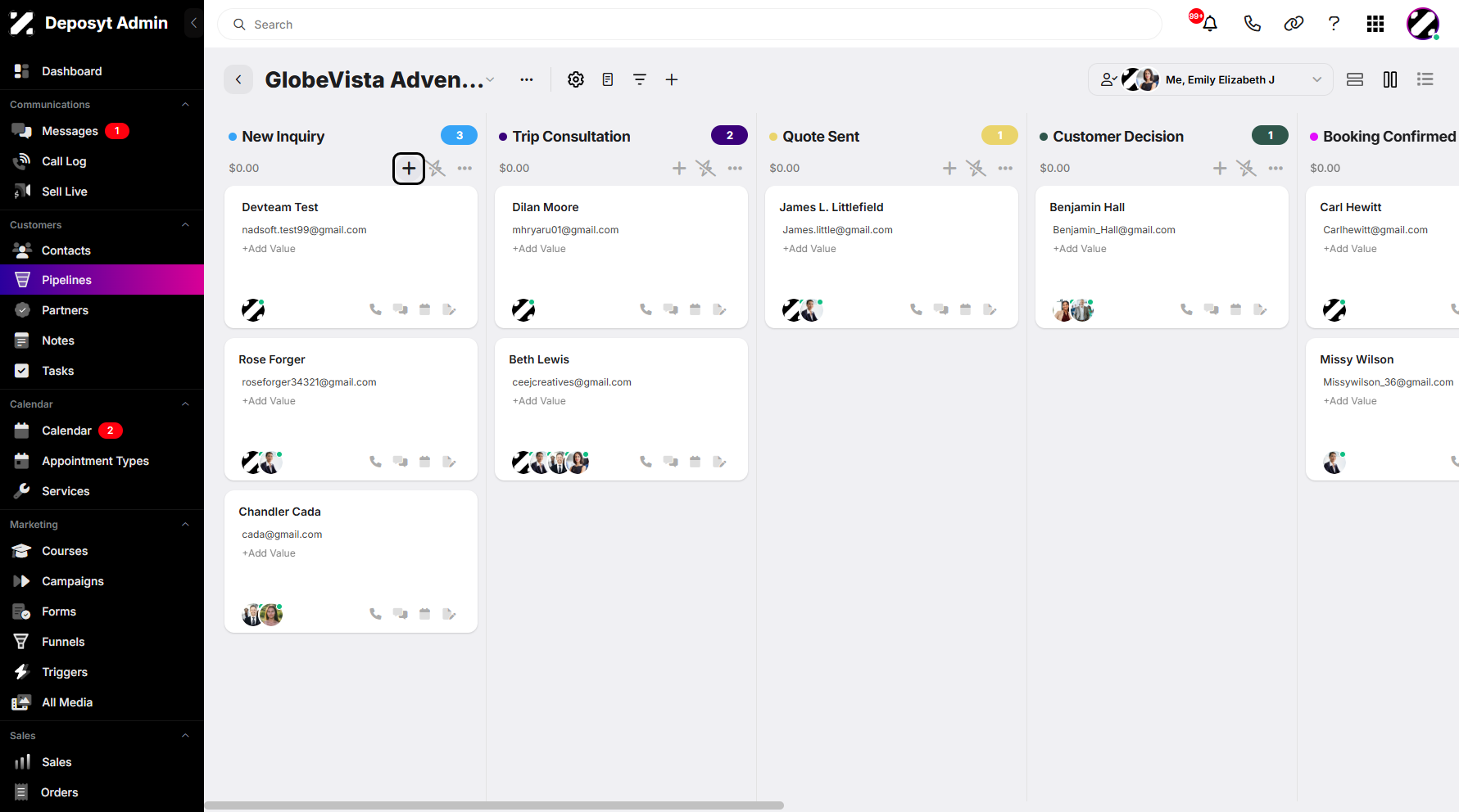 Step 6:The second method is through the Stage’s plus sign icon. Click it to reveal the dropdown menu.