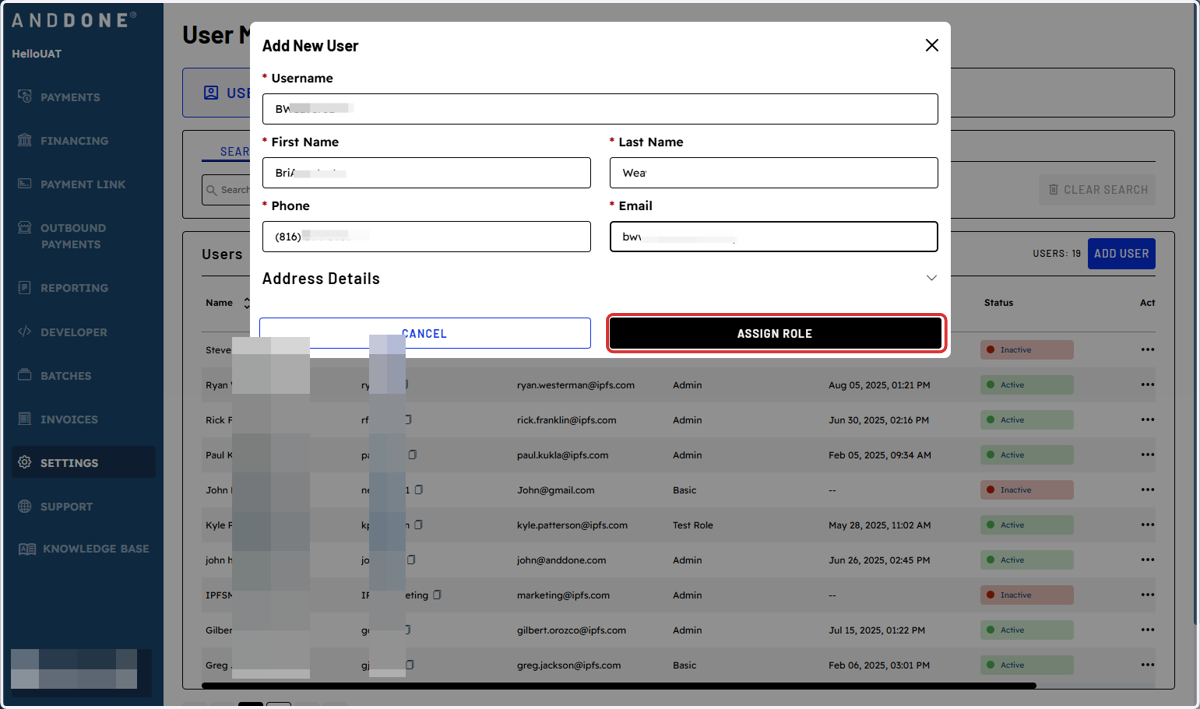 Click on ASSIGN ROLE