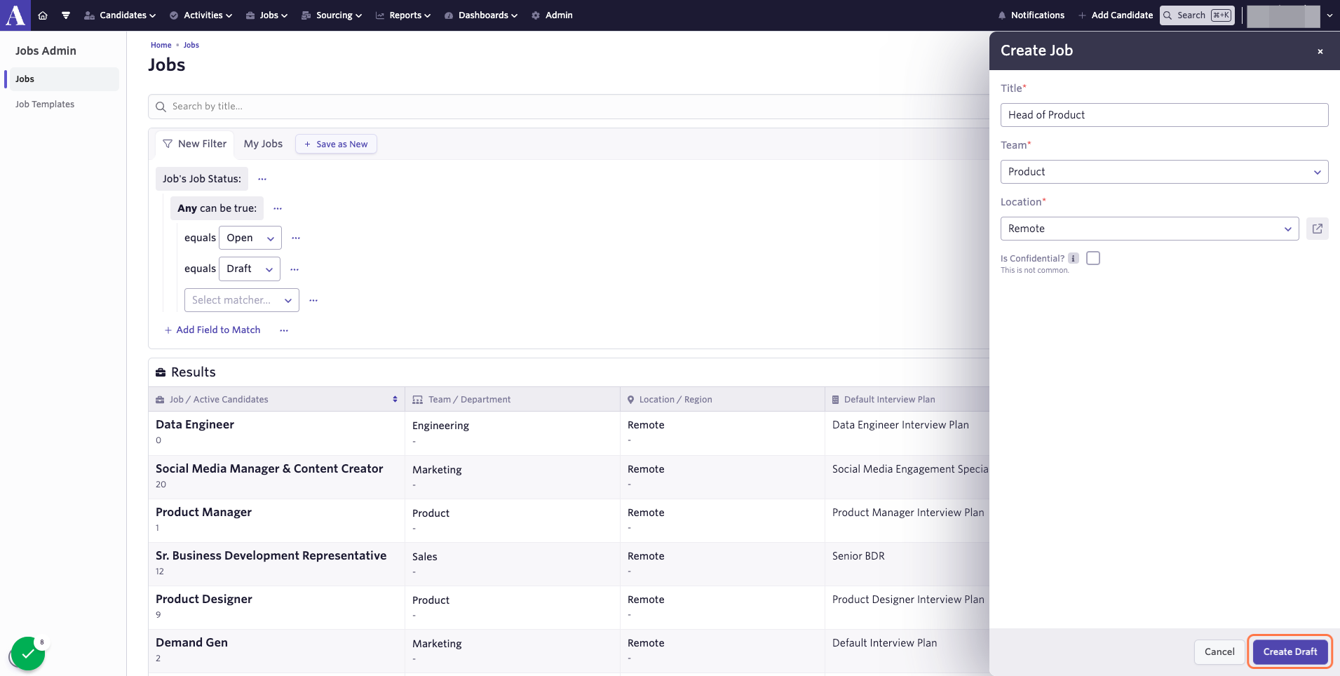 Click on Create Draft