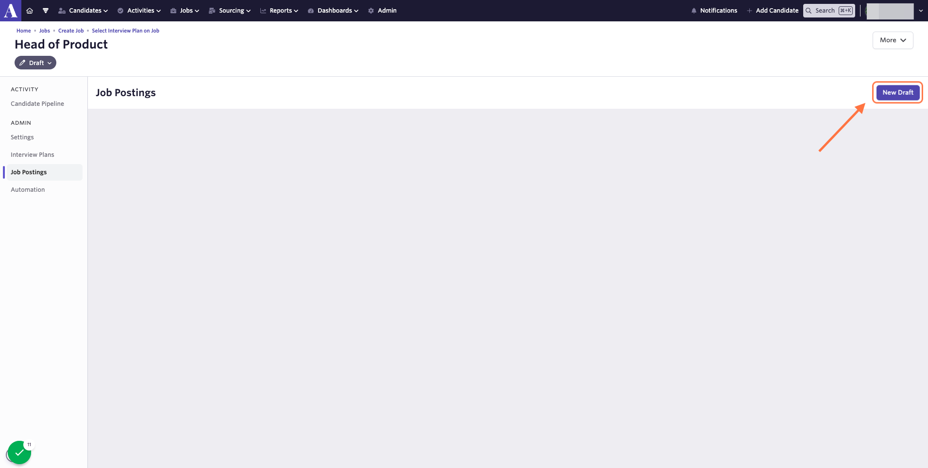 Click on New Draft