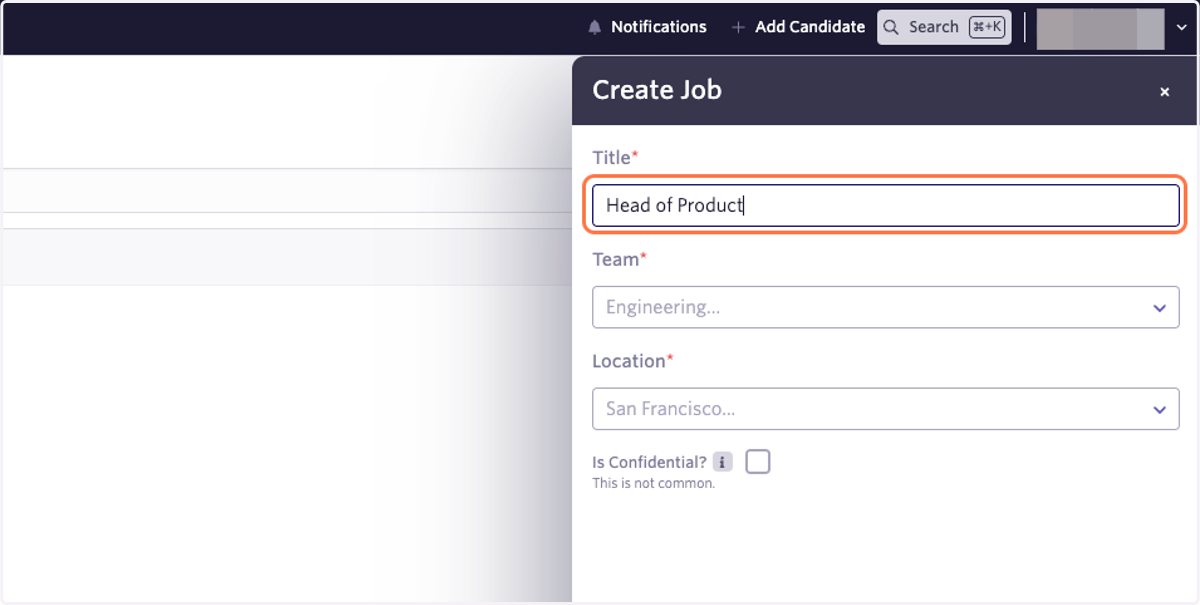 Type in the title of the role