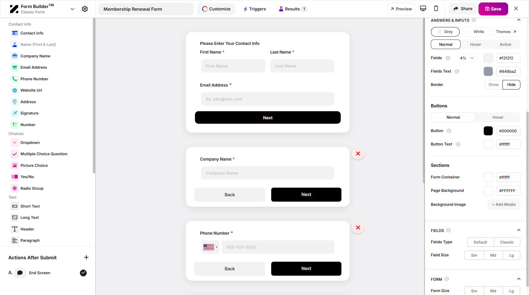 Step 11: Once you’ve finished configuring your form, click Save to apply the changes.