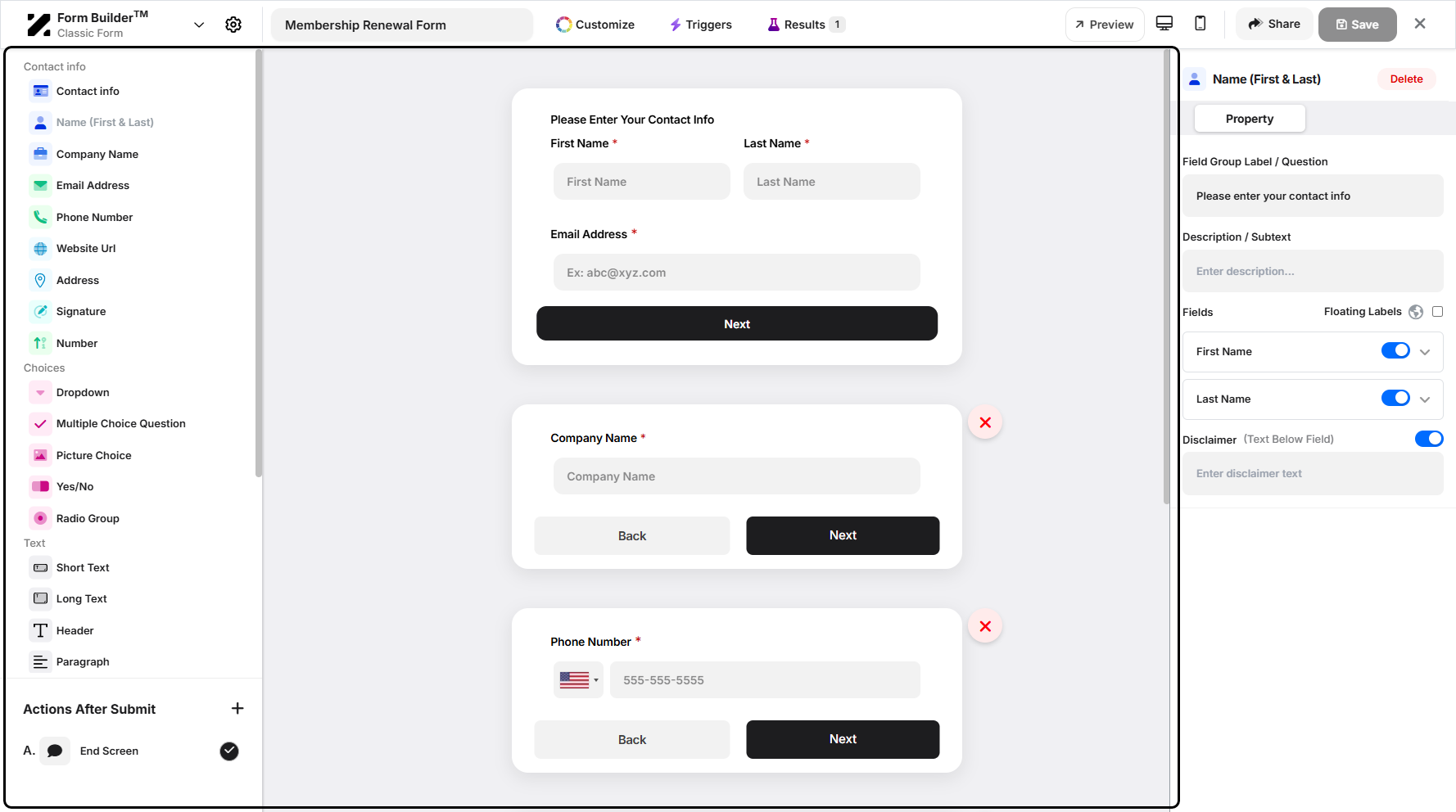 Step 4: You will then be navigated to the Form Builder.