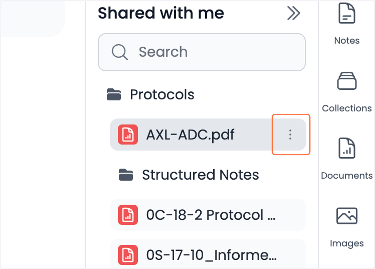 Click on the three dots of the file