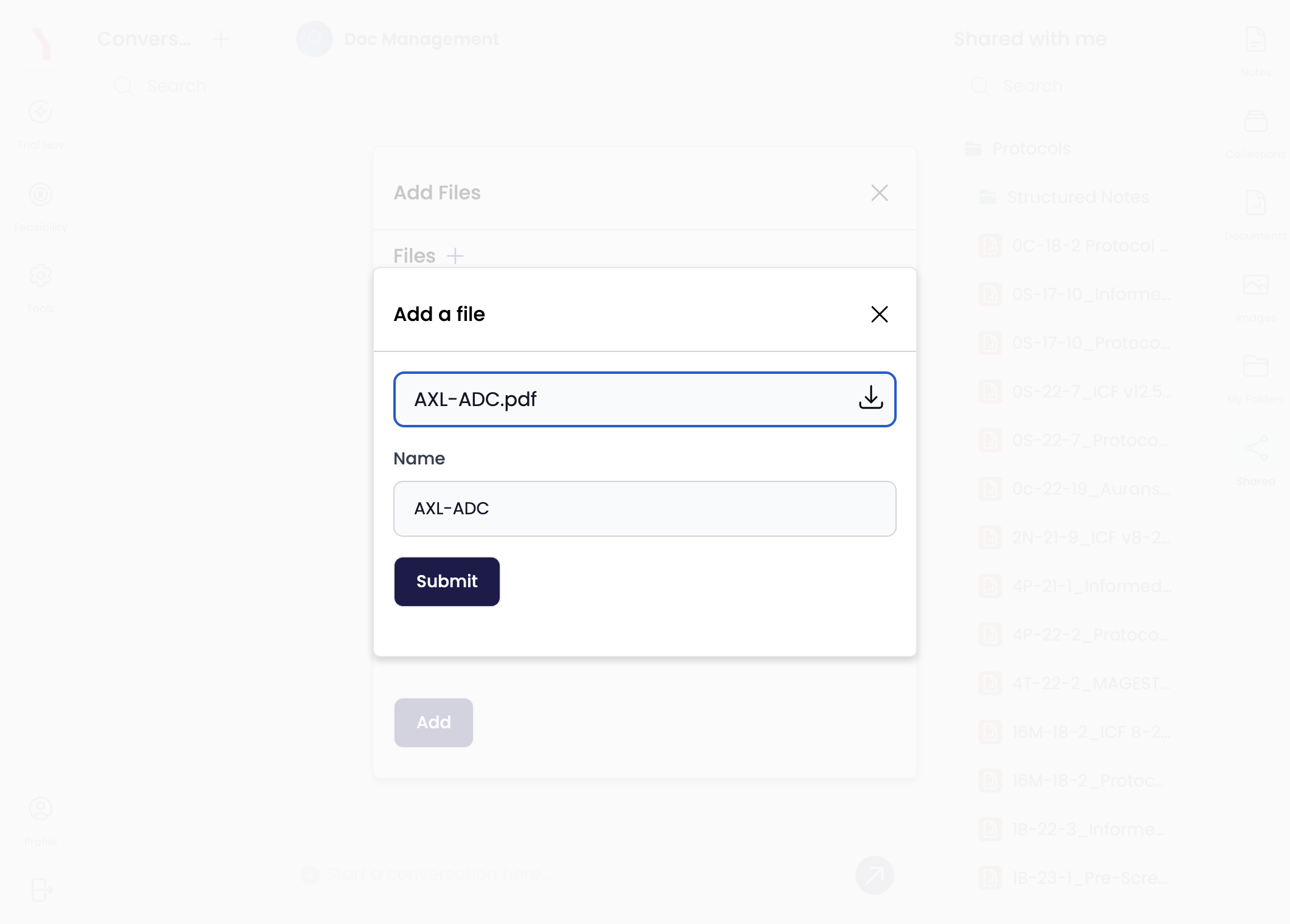 Rename document and click on Submit