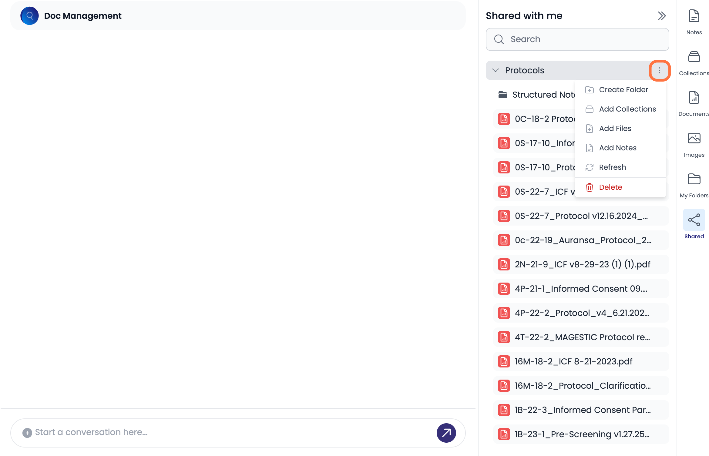 Click on the three dots to open a submenu. Click on add files.