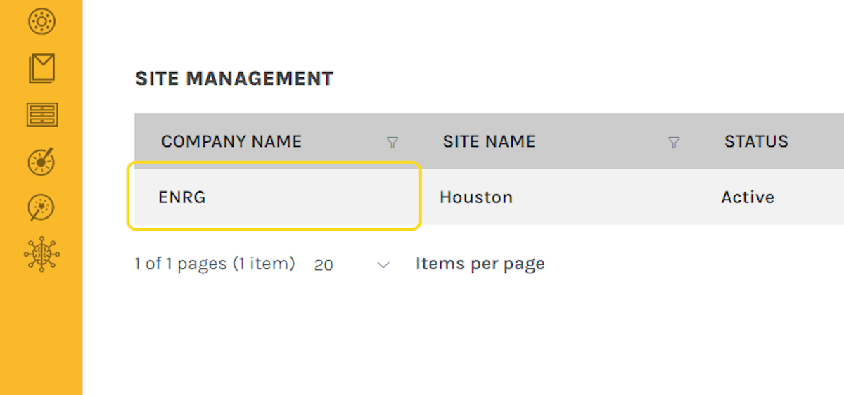 Once the Site Management page loads, click on row of the Site in which you want to manage.