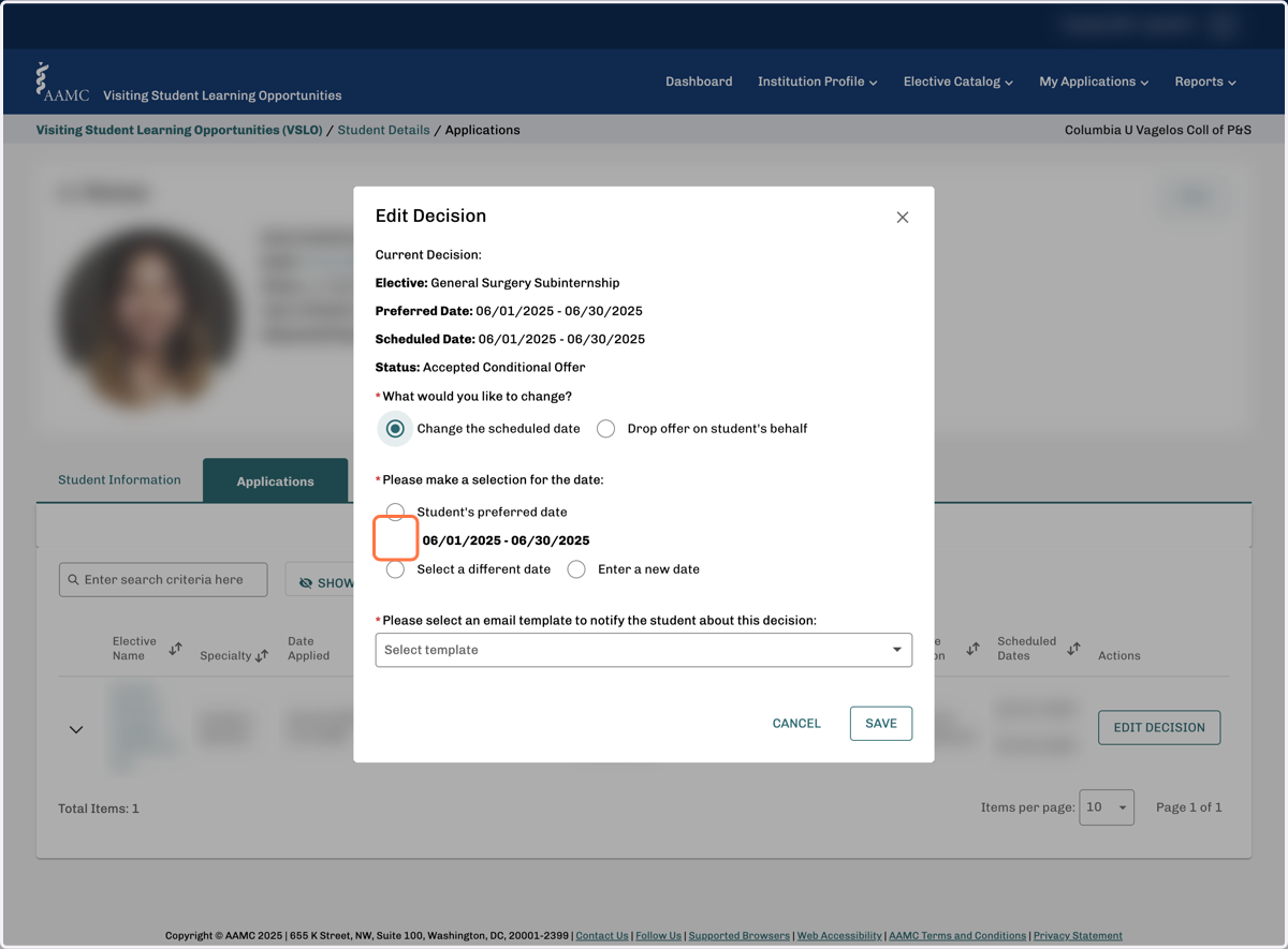 Select Change the scheduled date