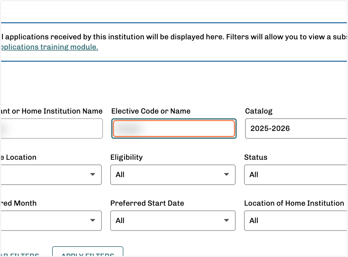 Enter your elective course code