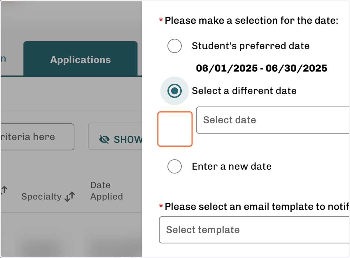 Select Select a different date