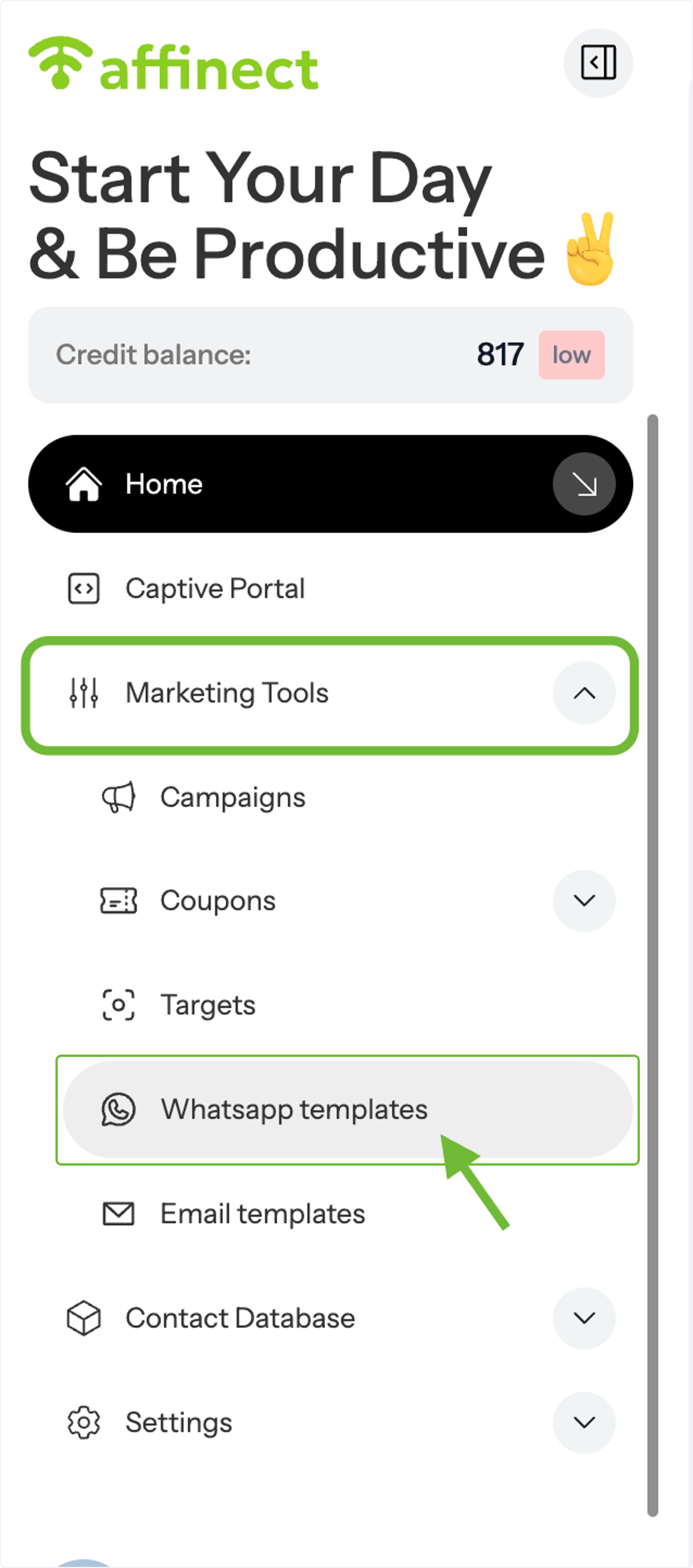 Navigate to WhatsApp Templates
