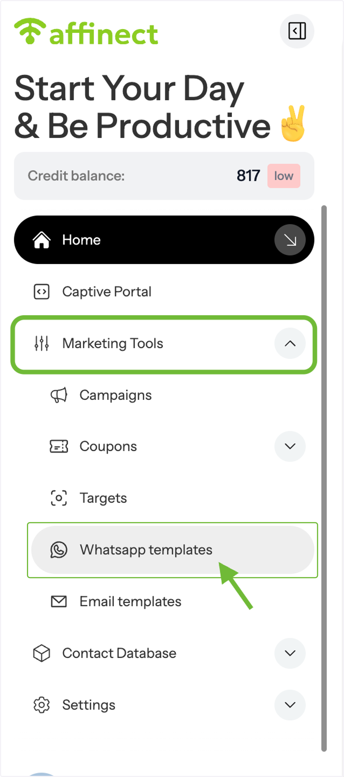 Navigate to WhatsApp Templates