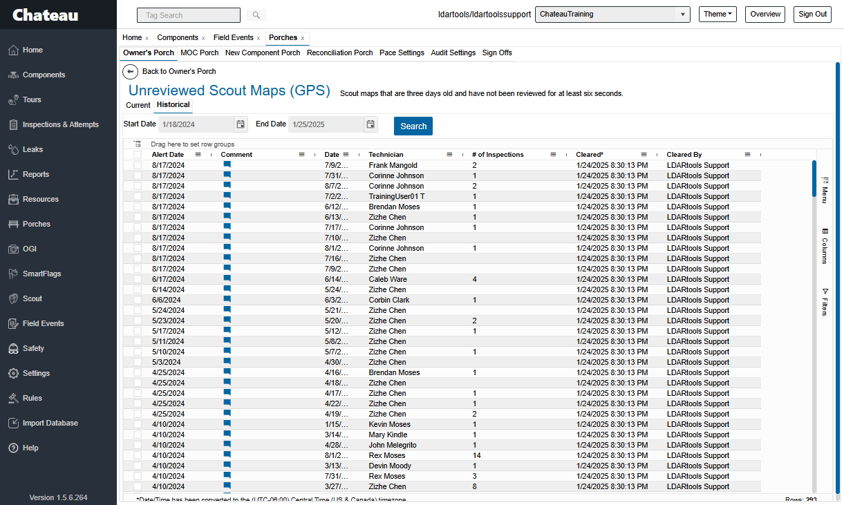 The entries will show up in the grid. You might have to wait a few seconds for the data to load
