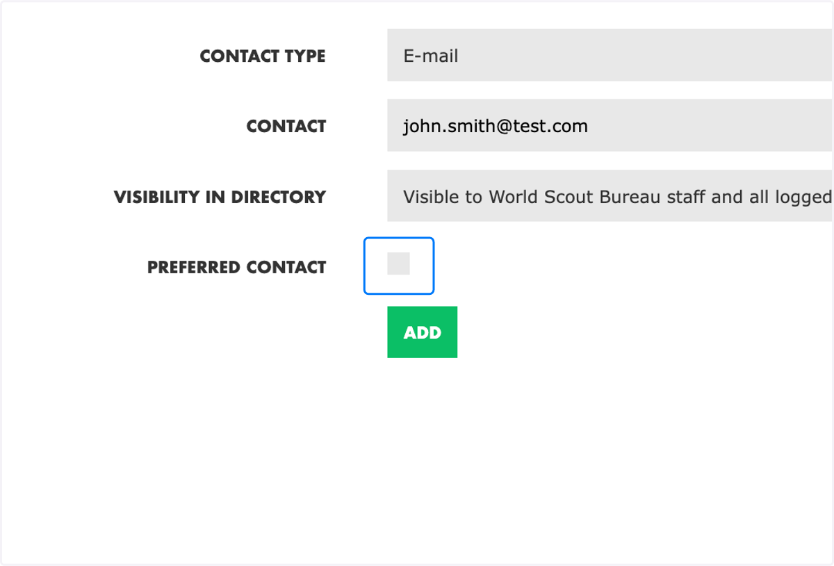 Select "Preferred Contact" as needed