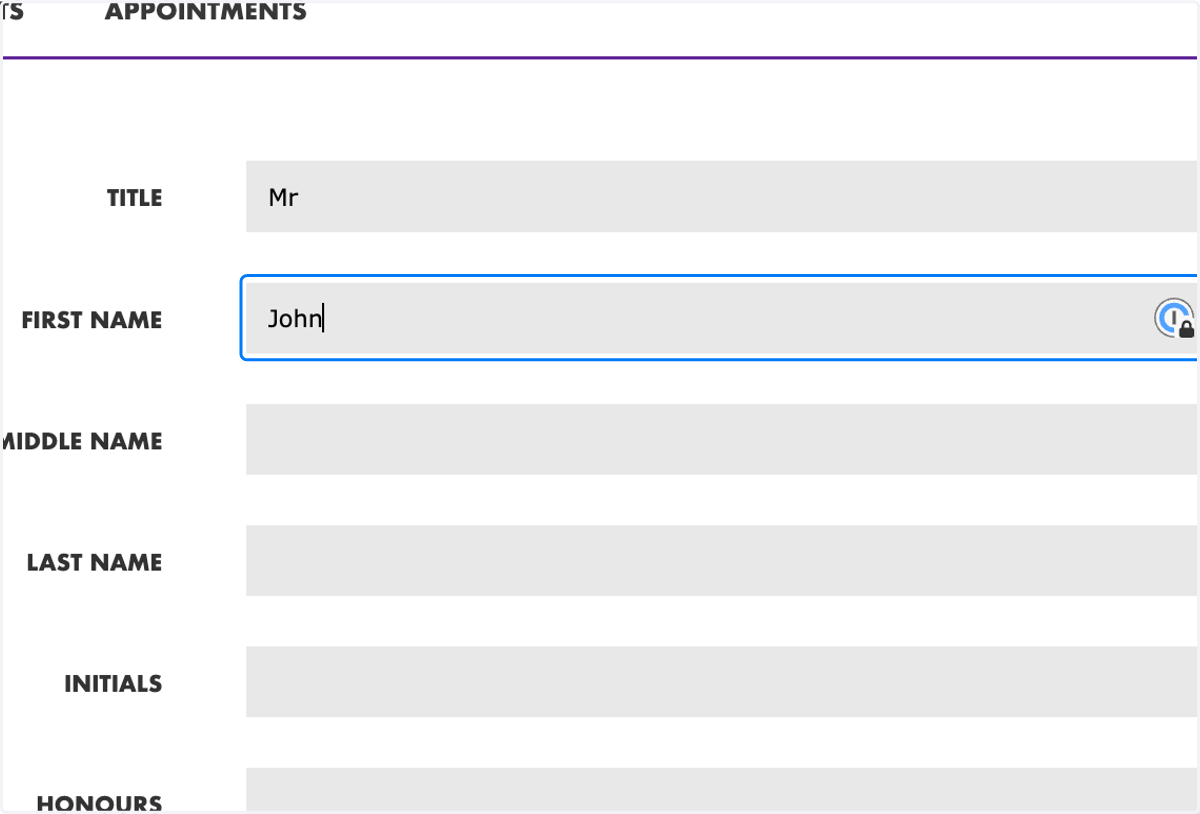 Enter the person's "First Name"