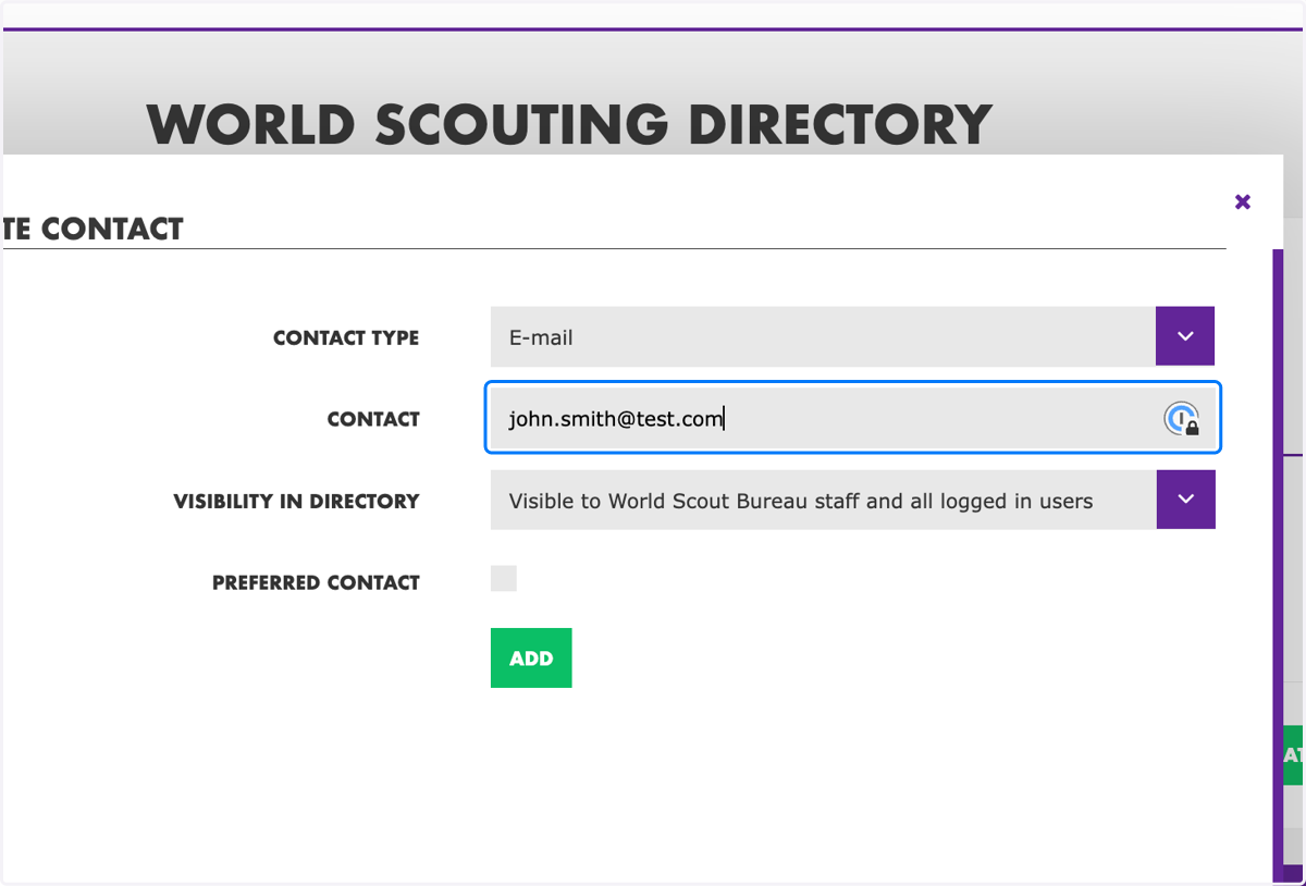 Enter the contact information