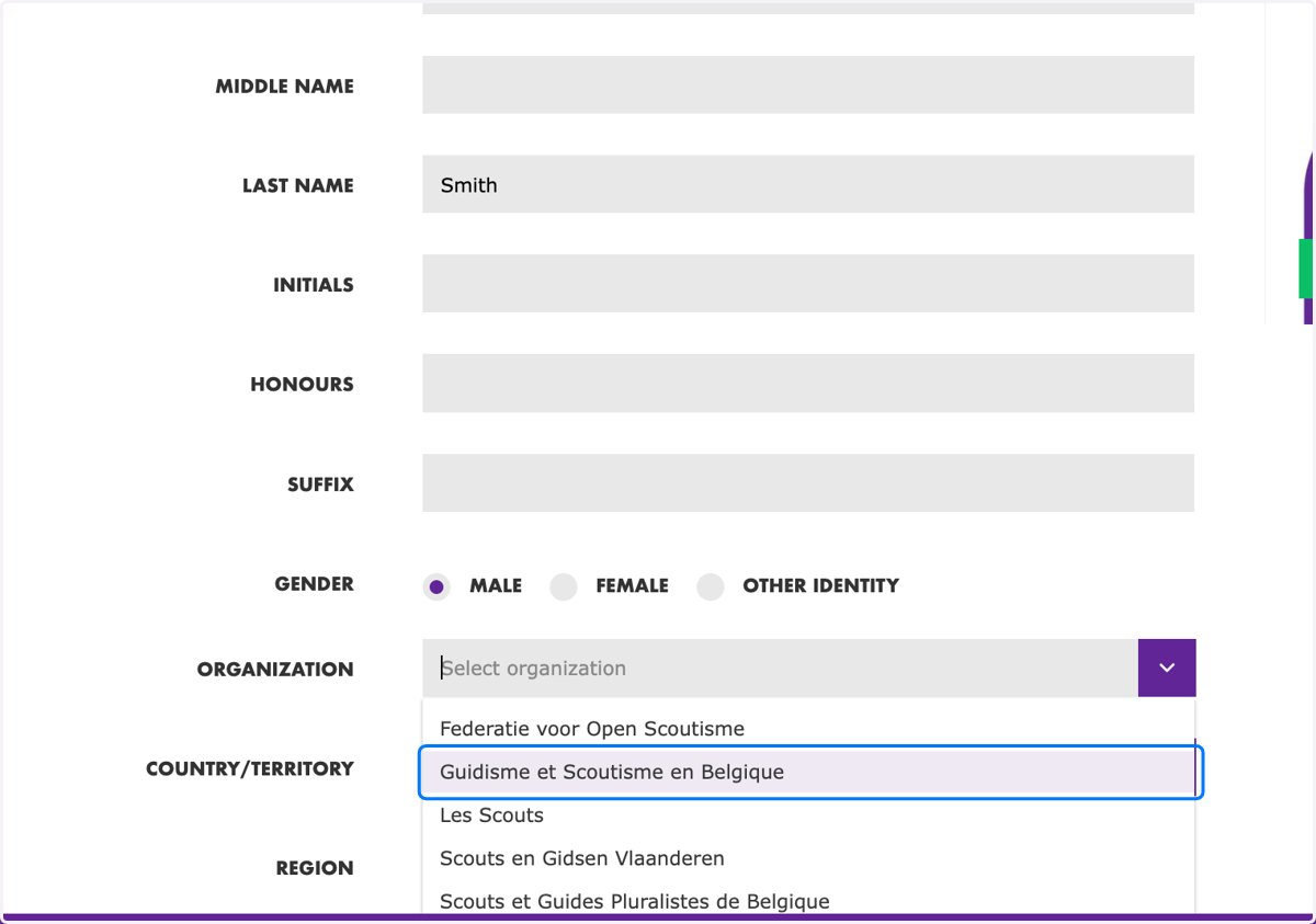Select "Organization"