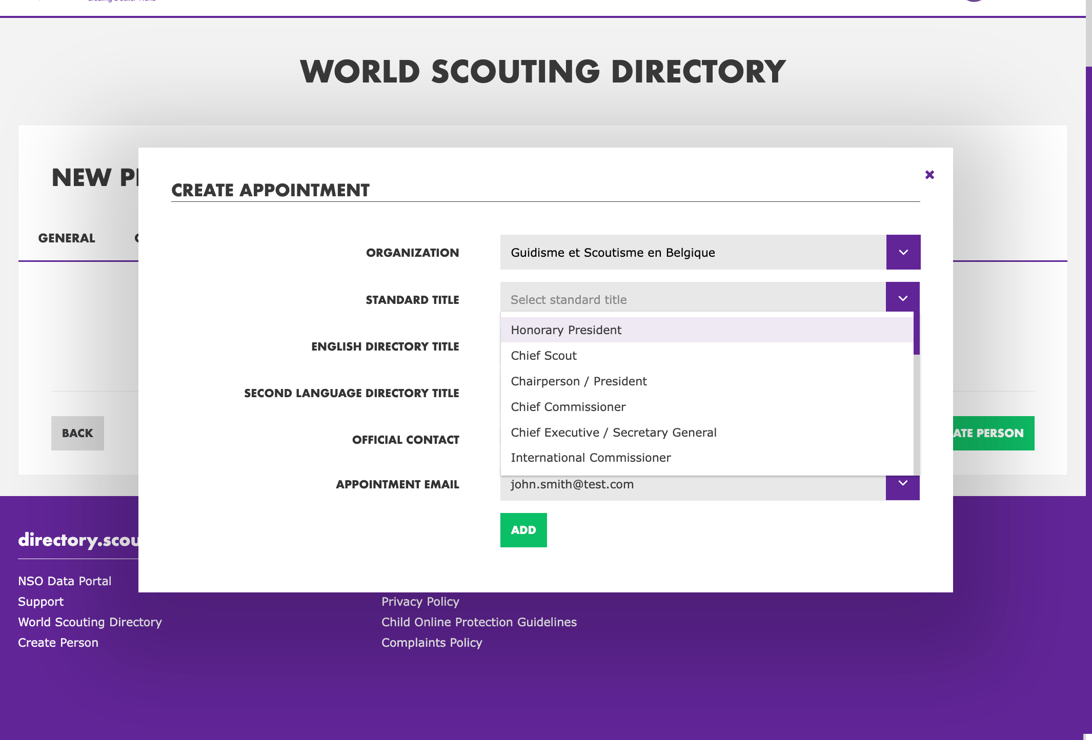 Select the "Standard Title" of appointment