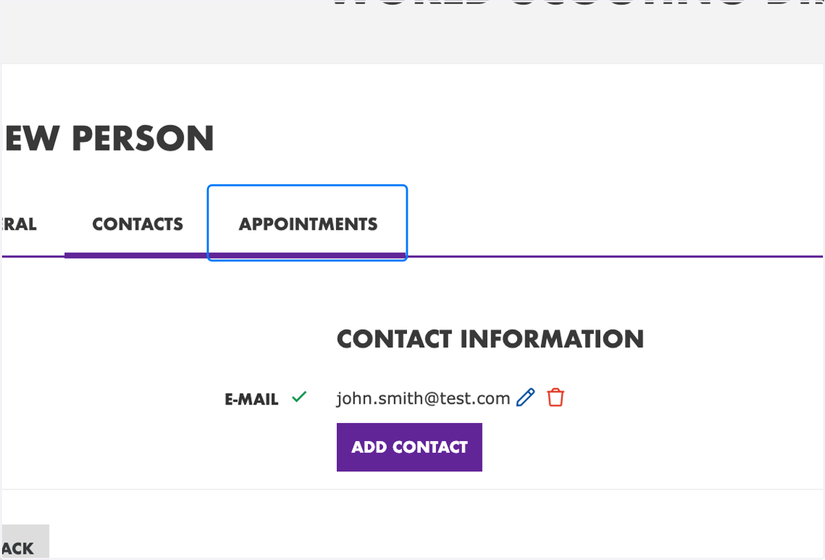 Click on "Appointments"