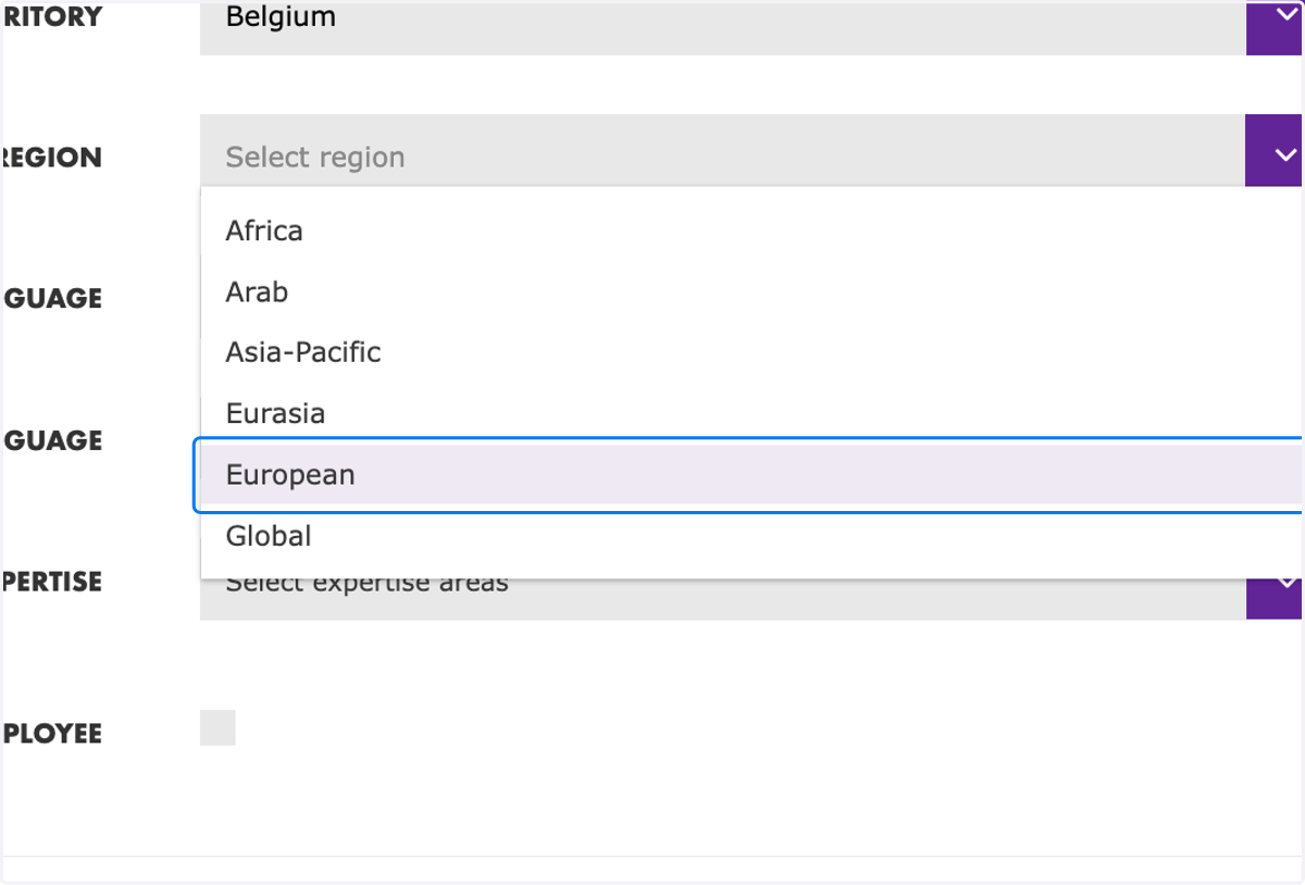 Select the Scout "Region"