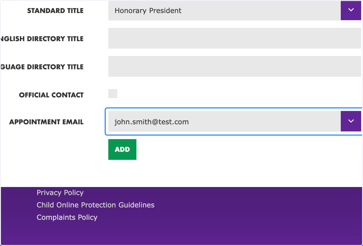 Select "Appointment Email"