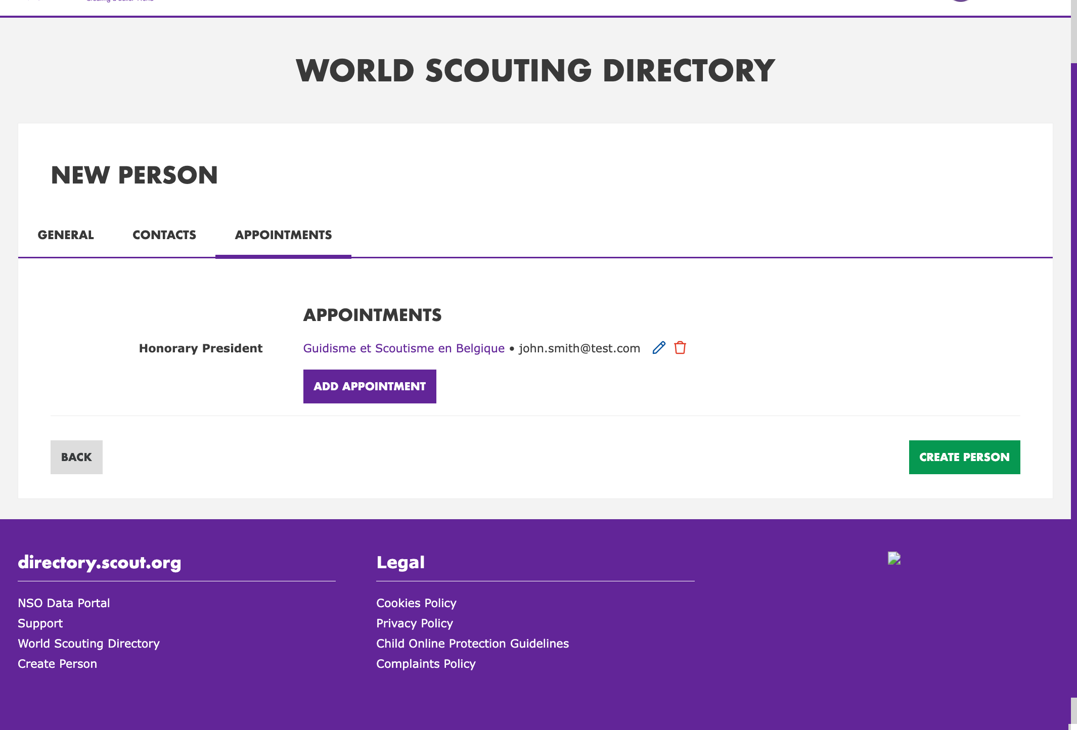 Click on "Create Person"