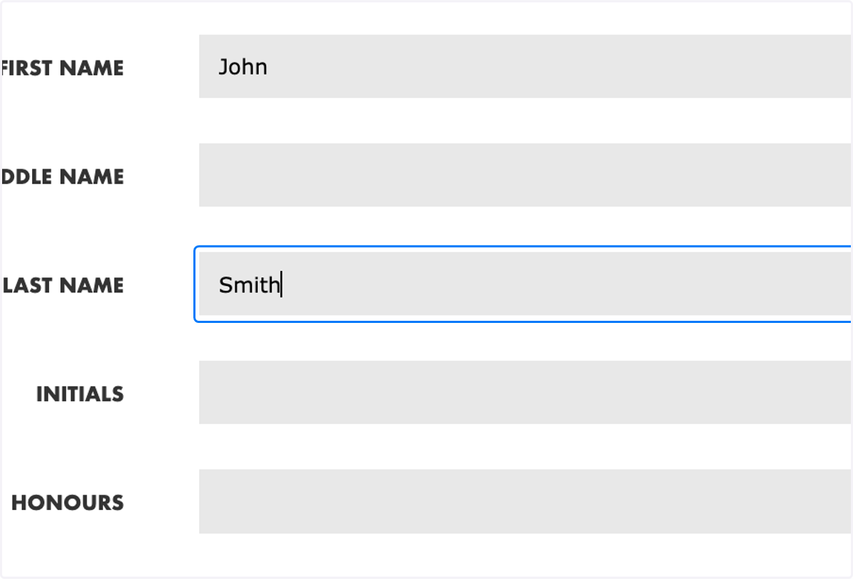 Enter the person's "Last Name"