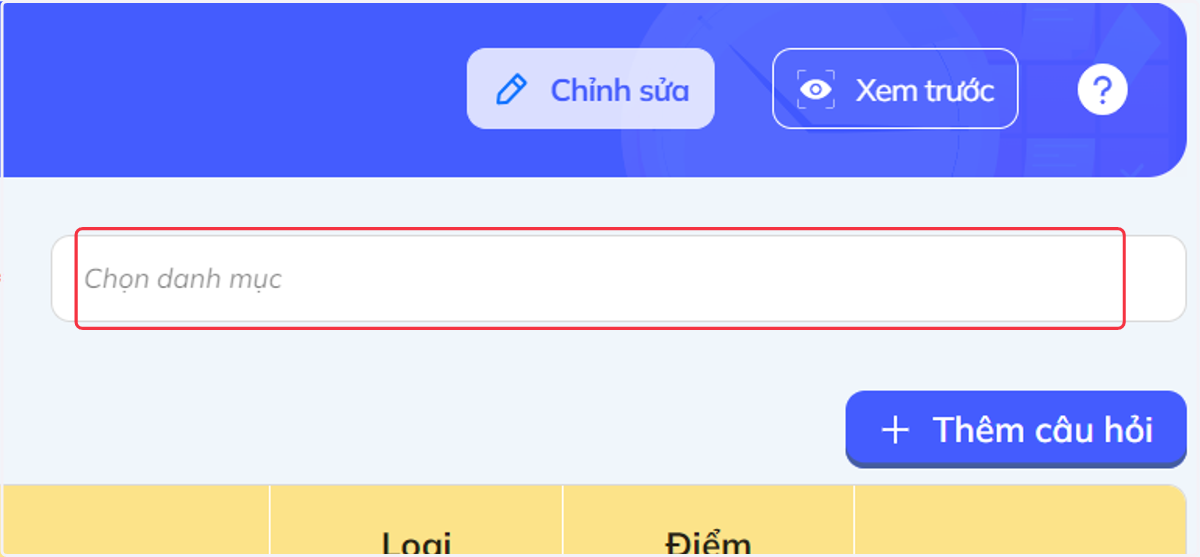 Chọn môn học ở phần danh mục