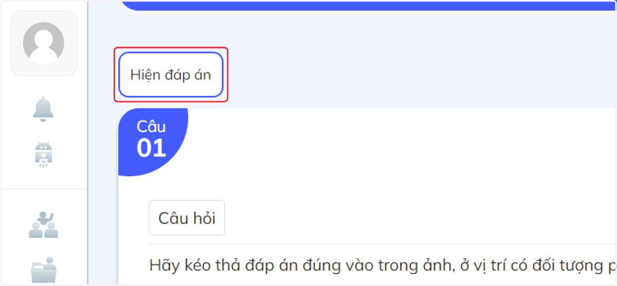 Bấm Hiện đáp án để kiểm tra đáp án tự động đã được nhập đúng chưa