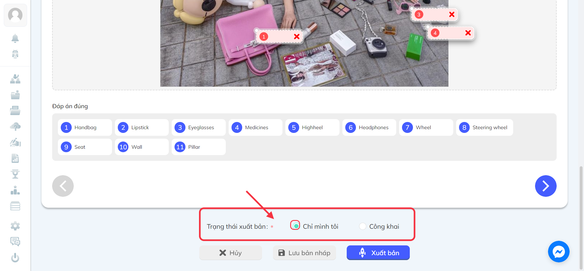 Chọn trạng thái xuất bản phù hợp