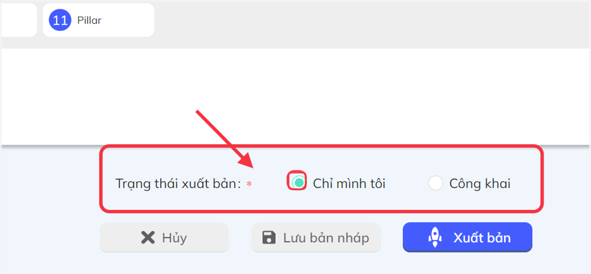 Chọn trạng thái xuất bản phù hợp