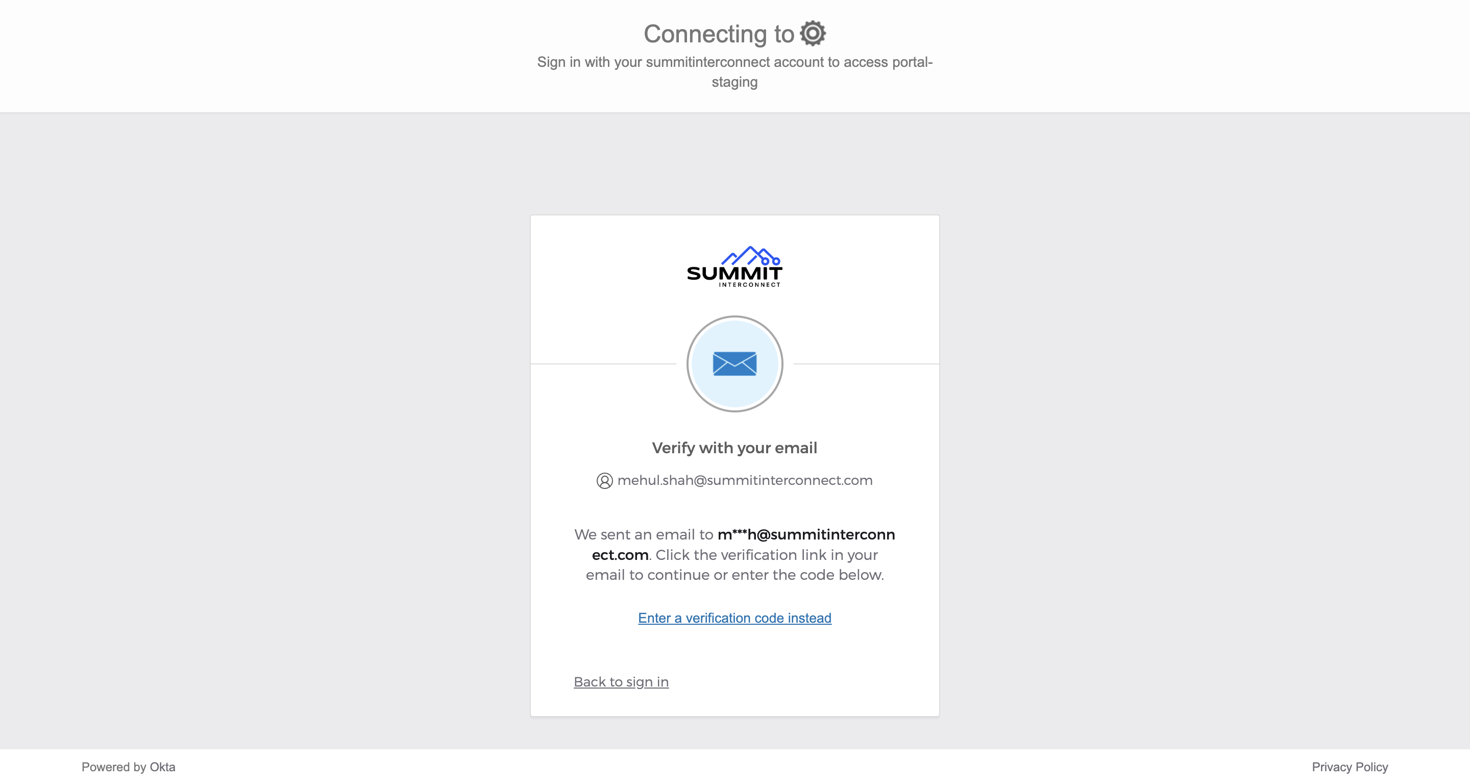Click the Reset Password button in the email or enter the code in the email
