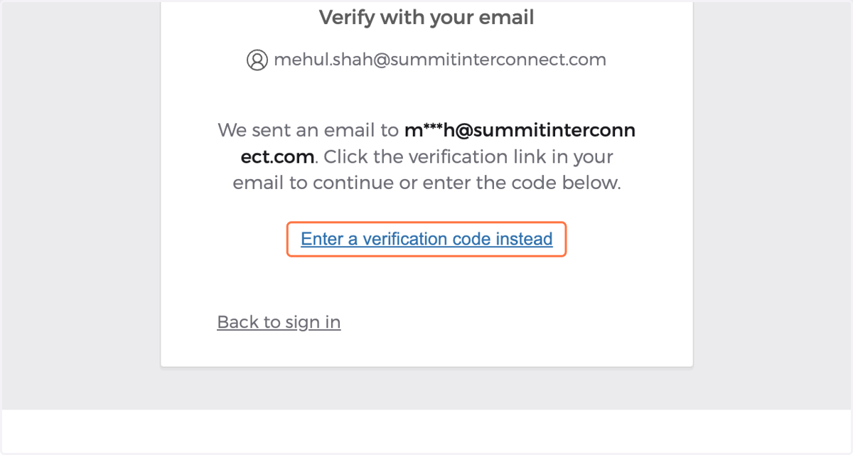 Click the Reset Password button in the email or enter the code in the email