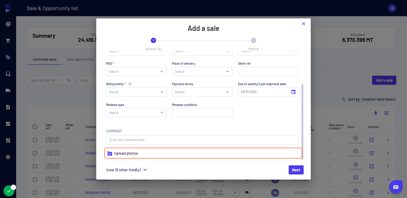 You can also upload photos of materials from desktop