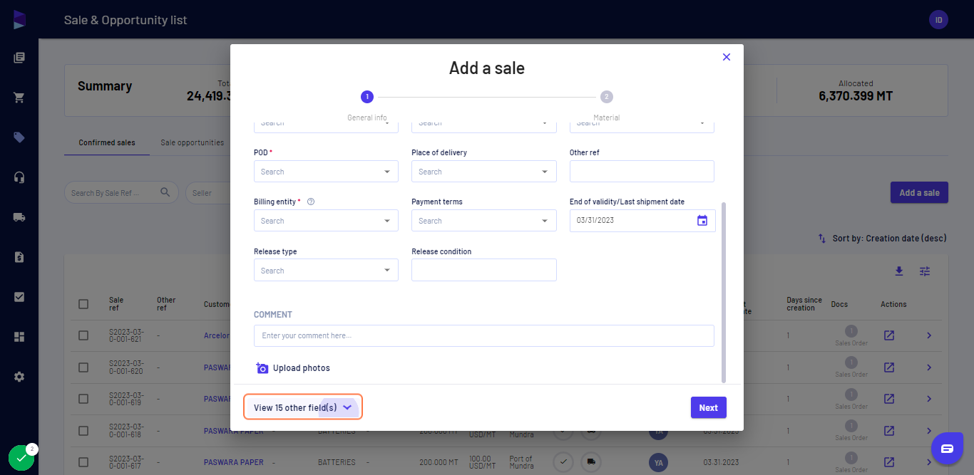 Click on "View other field(s)" and scroll down