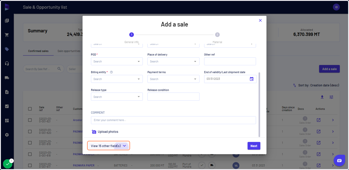 Click on "View other field(s)" and scroll down