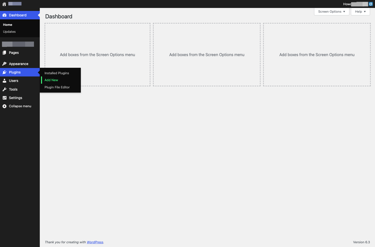 Plugins < Click on "Add New"