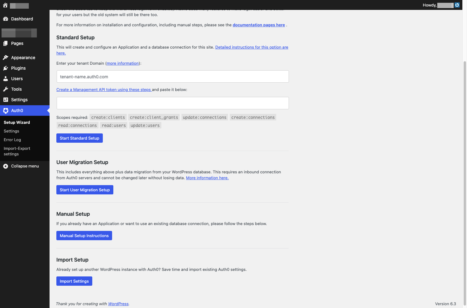 Click on Start User Migration Setup