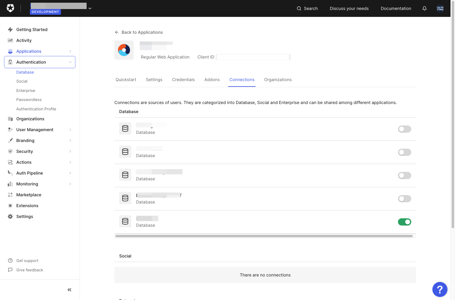 Click on Database