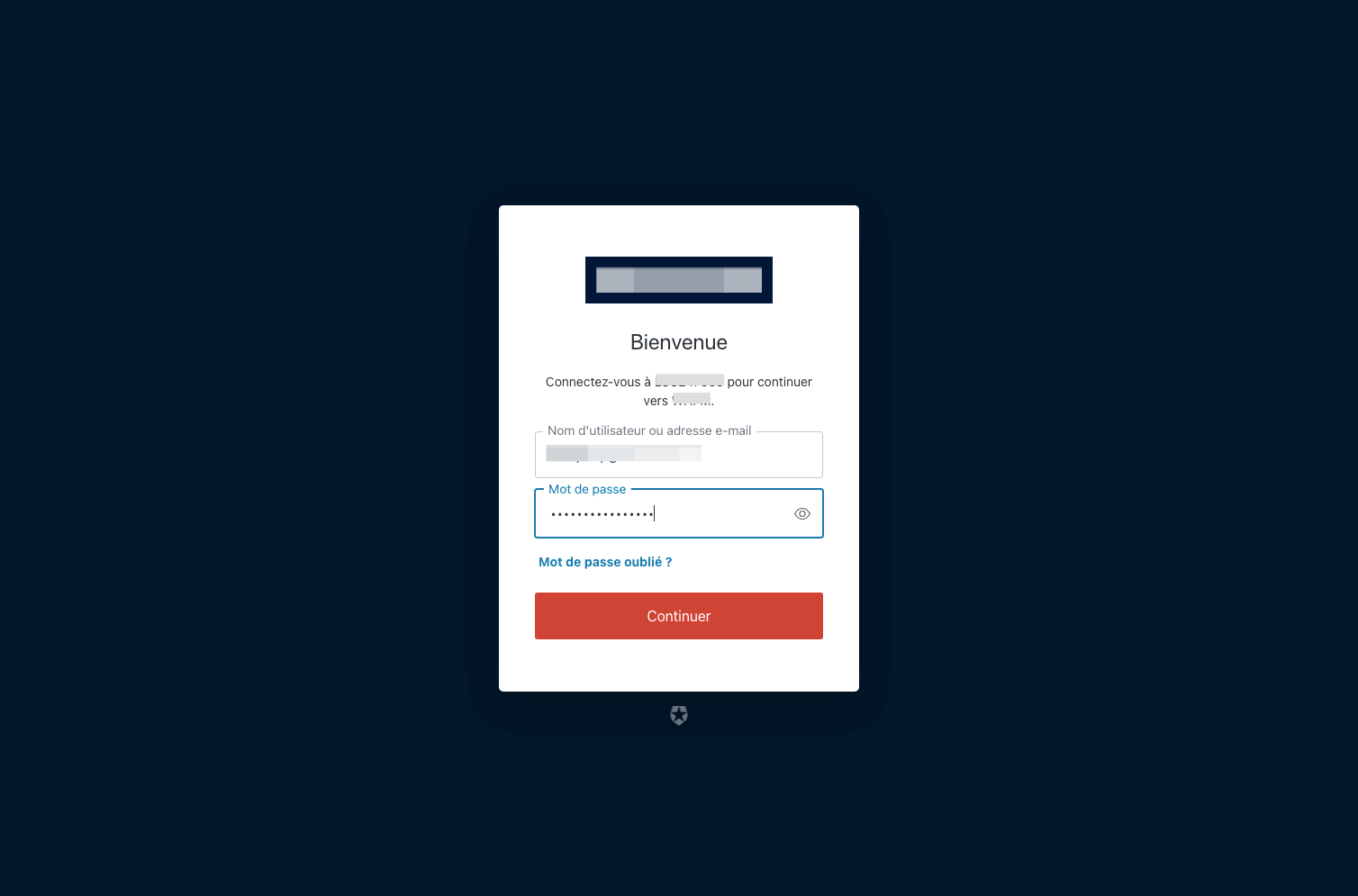 Fill in the usual WP username and password, then Click on "Continuer"