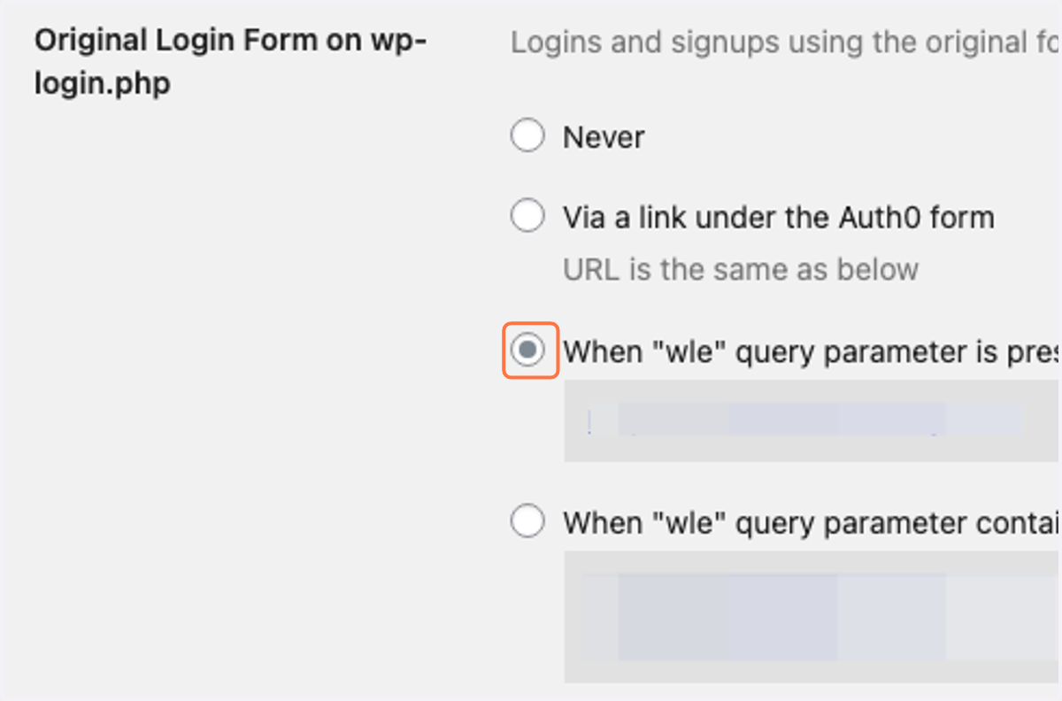 Select When "wle" query parameter is present