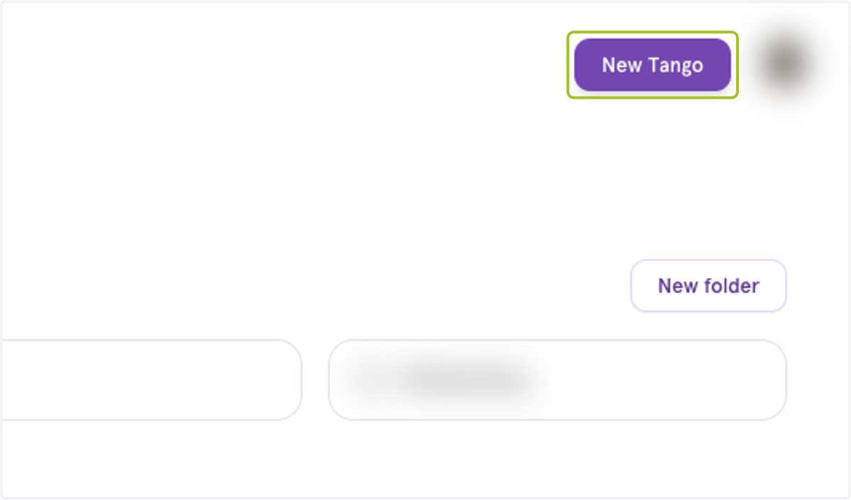 Choose the folder where you want to categorize your Tango. Then, click New Tango.