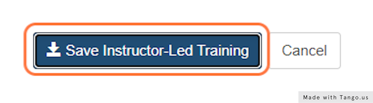 Click on  "Save Instructor-Led Training" to confirm creation.