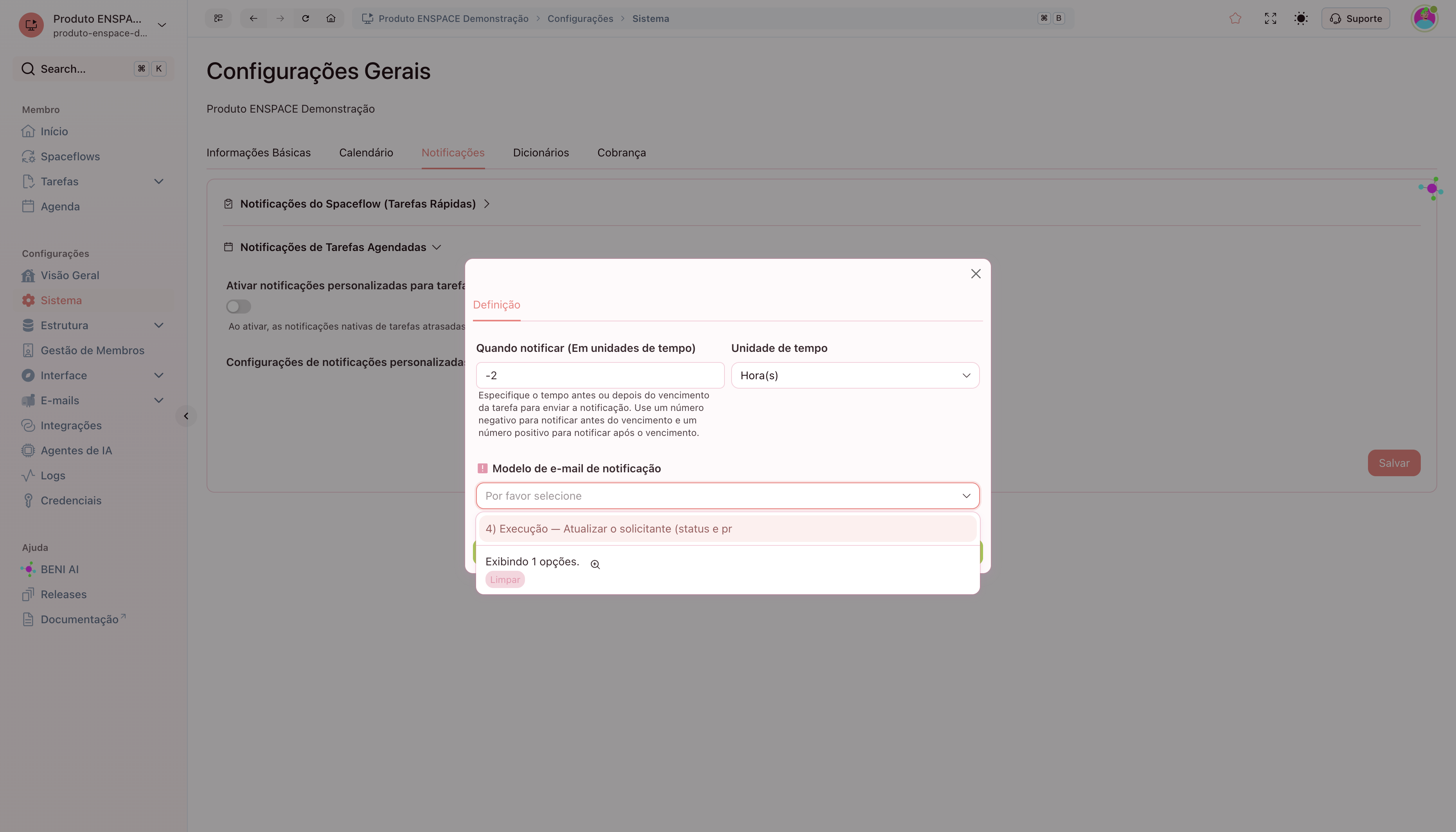 A. Clique para selecionar o modelo de e-mail B. Escolha o modelo de e-mail que será enviado