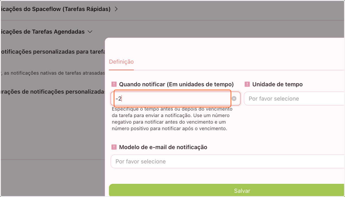 Siga o mesmo processo adicionando o tempo -2