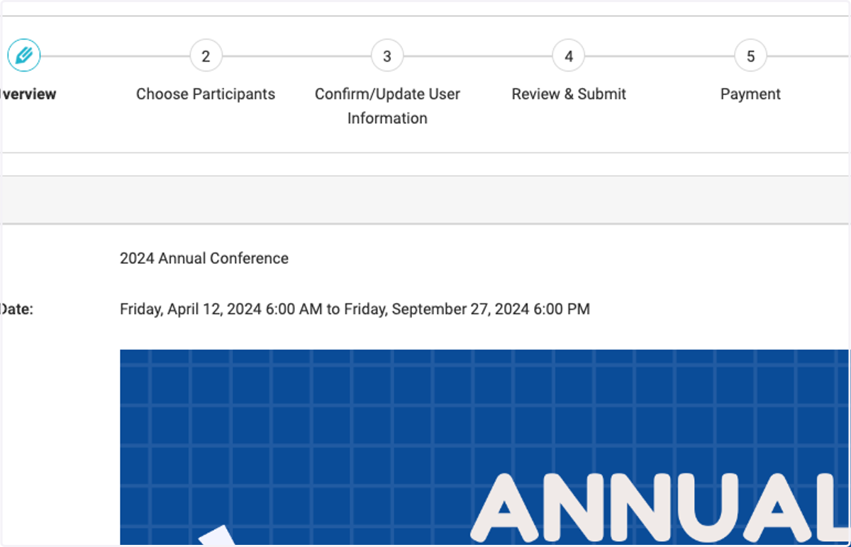 The event registration page opens up, click on next to modify the registration