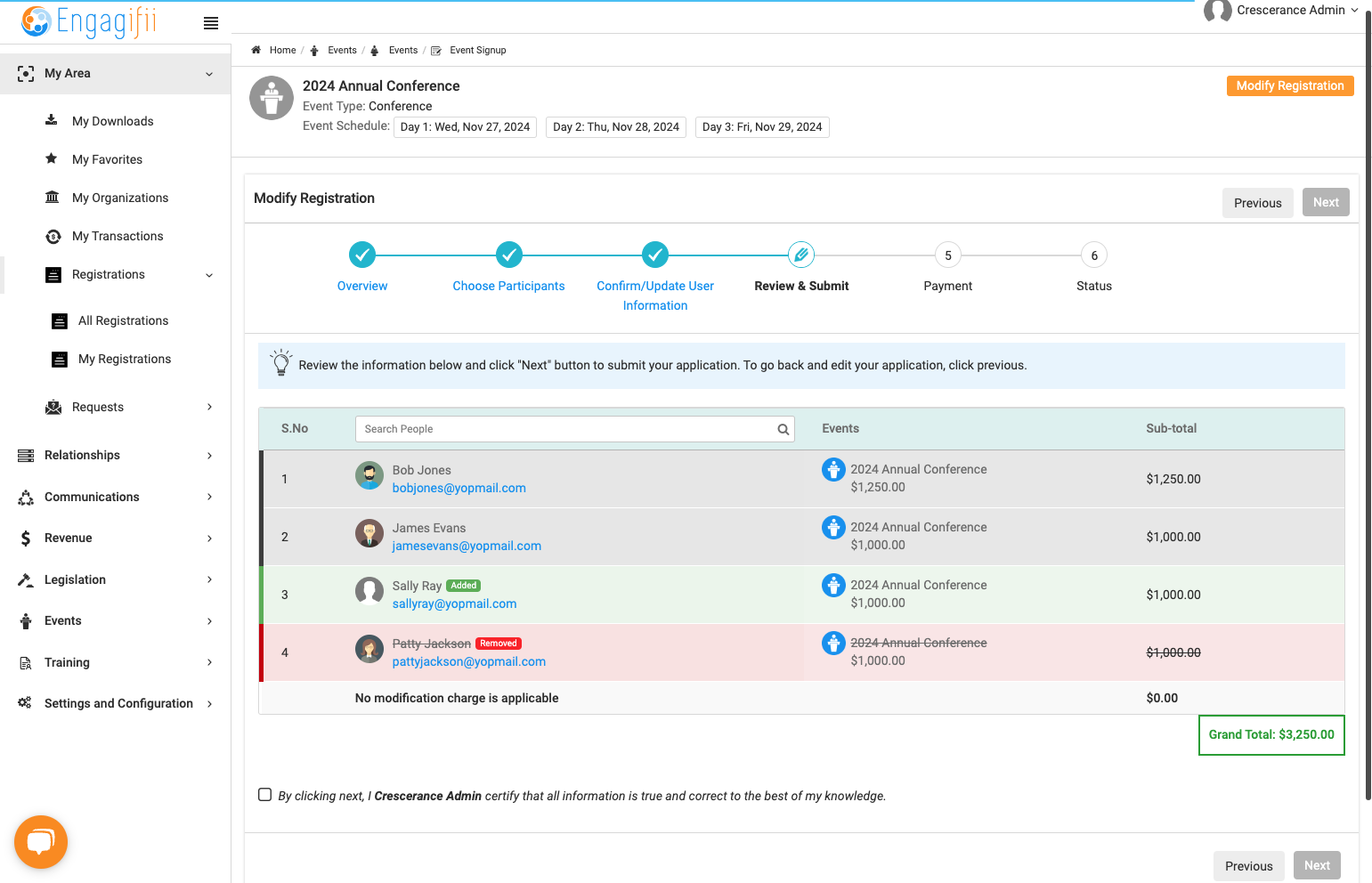Verify in the new window the changes you have made, green for additions, red for removals