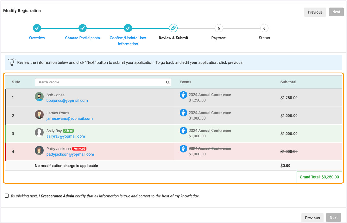 Verify in the new window the changes you have made, green for additions, red for removals
