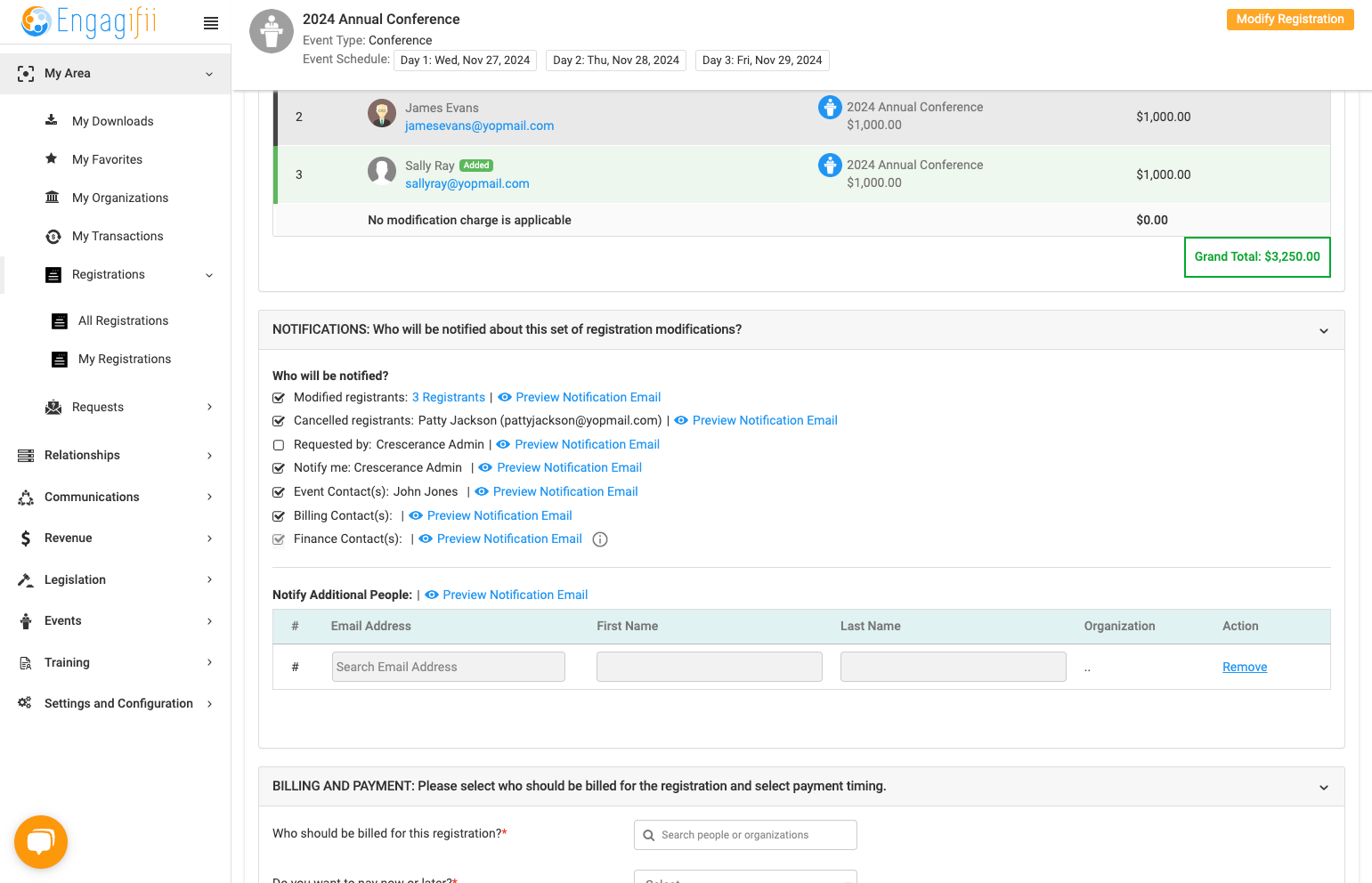 Scroll down to select who will be notified of these changes or add additional notification people