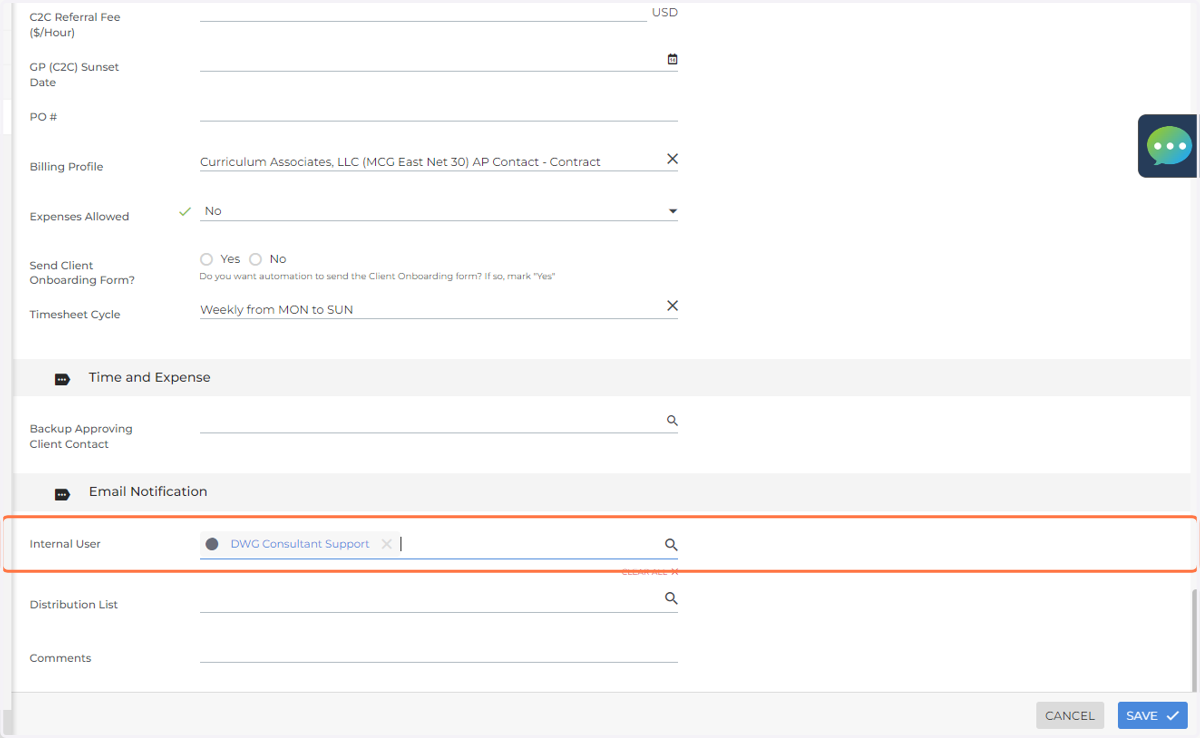 Add DWG Consultant Support on ANY Change Request